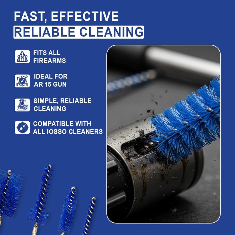 Iosso Premium Bore Brush – Blue Synthetic Fiber – Durable, Long-Lasting Tool for Gun Maintenance – Made in USA Bore Cleaning Brush (AR-15 Brush KIT-Pack of 4) - Image 5